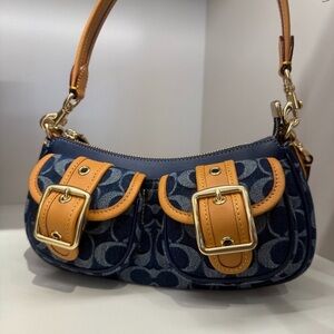 Coach Denim Blue and Tan Women's Bag